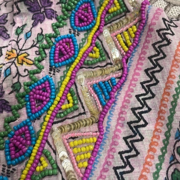 (E1) Debbie Katz, embroidered dress with stones and sequins, 100% cotton, size S - Picture 8 of 12